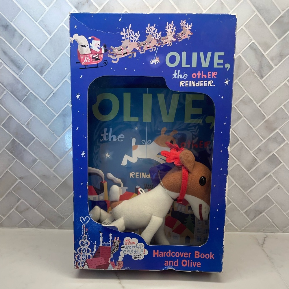 Olive, the other reindeer. Hard, cover, book and stuffed olive set! 🫒🎄